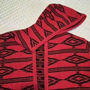 Fever Brand Red Black Aztec Hoodie Cardigan